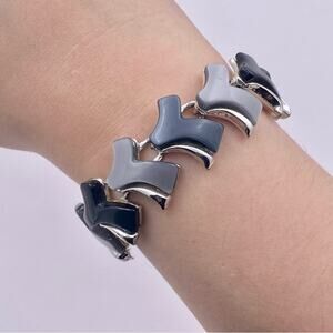 1960’s Era Vintage Charcoal and Light Grey Thermoset Lucite Bracelet